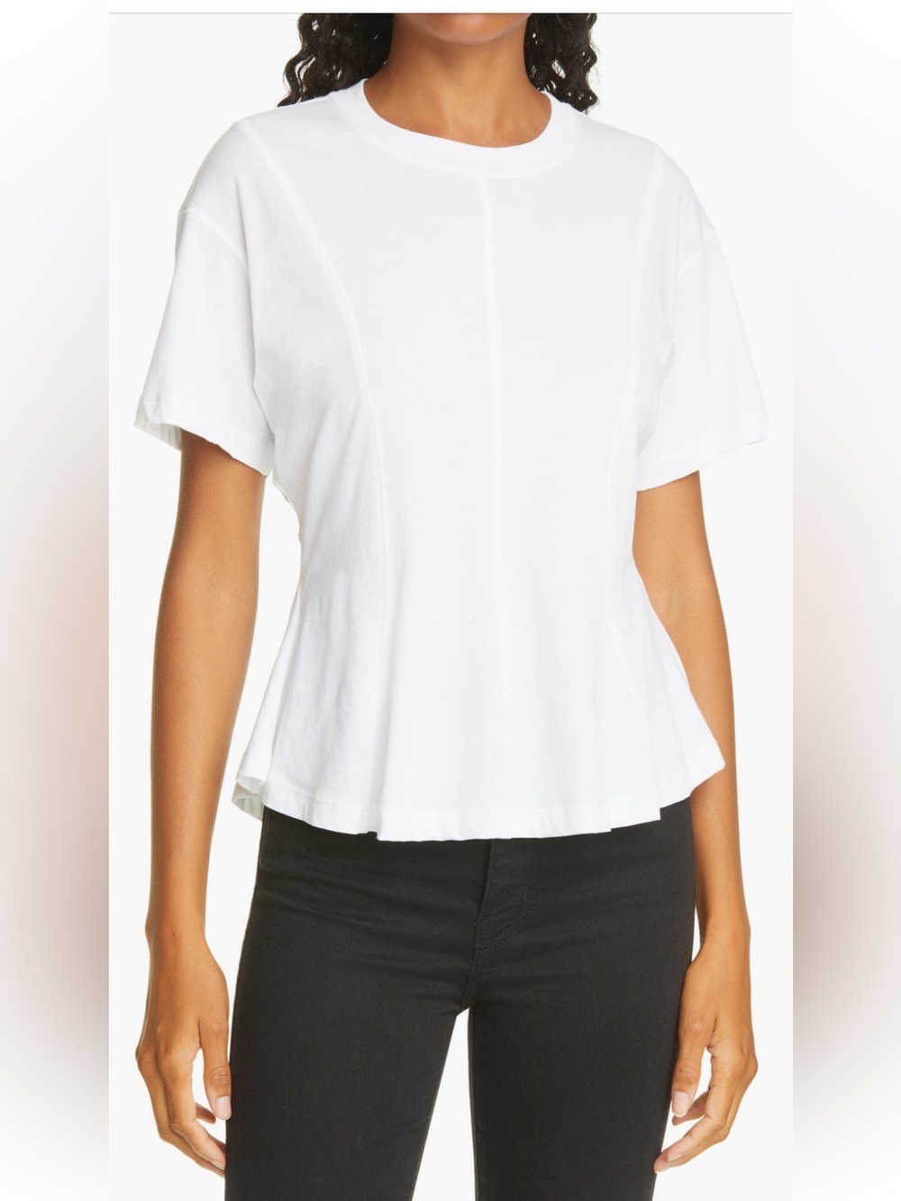 ATM Anthony Thomas Melillo White Short-Sleeve Peplum Crew Tee